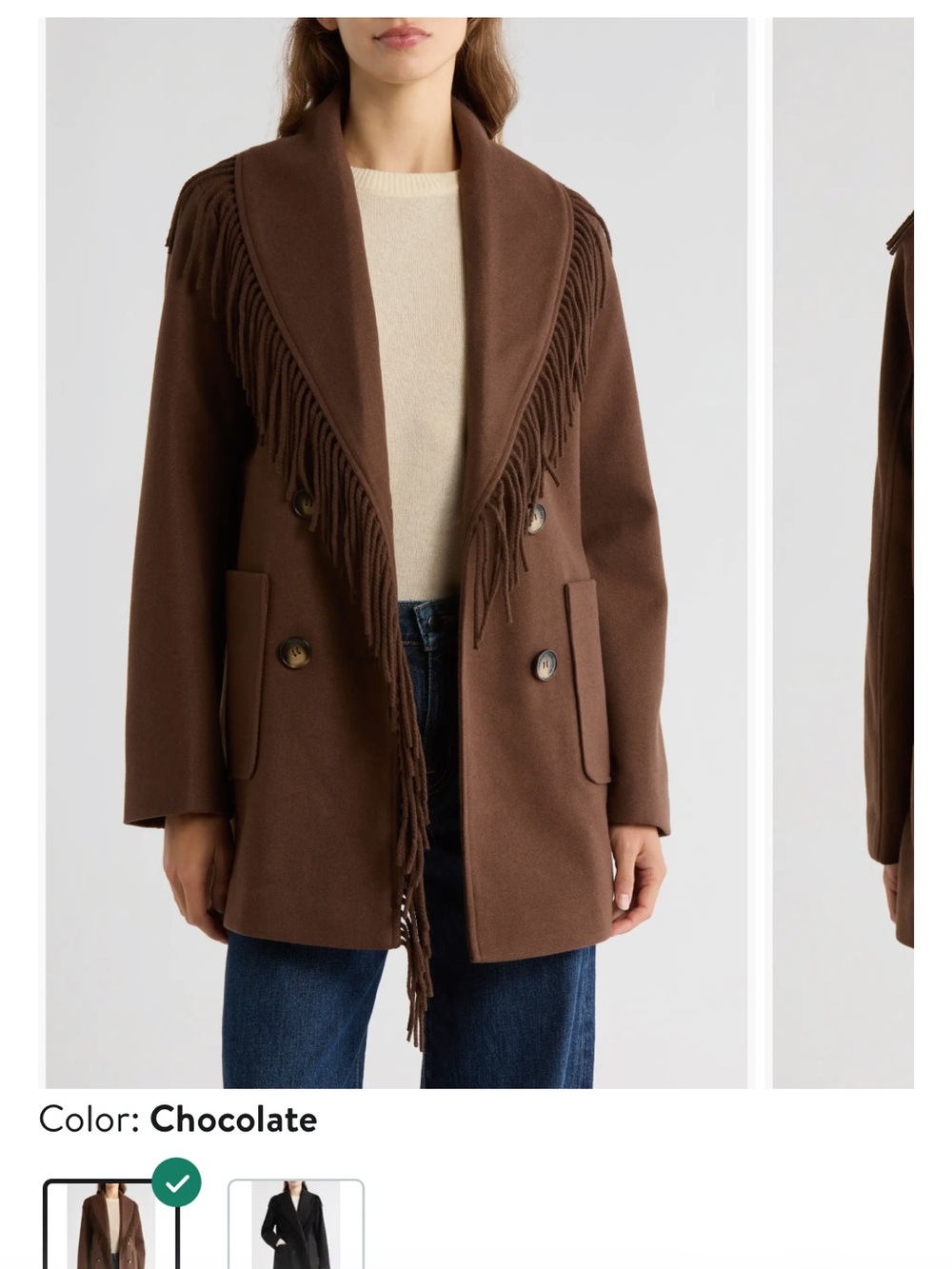 Sam Edelman Fringe Shawl Collar Coat